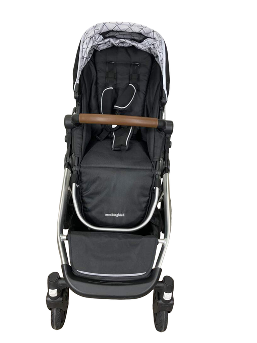 secondhand Mockingbird Single to Double Stroller, 2022, Silver with Penny Leather, Windowpane, Black