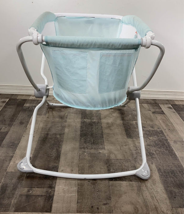secondhand Fisher Price Rock With Me Bassinet, Blue/White
