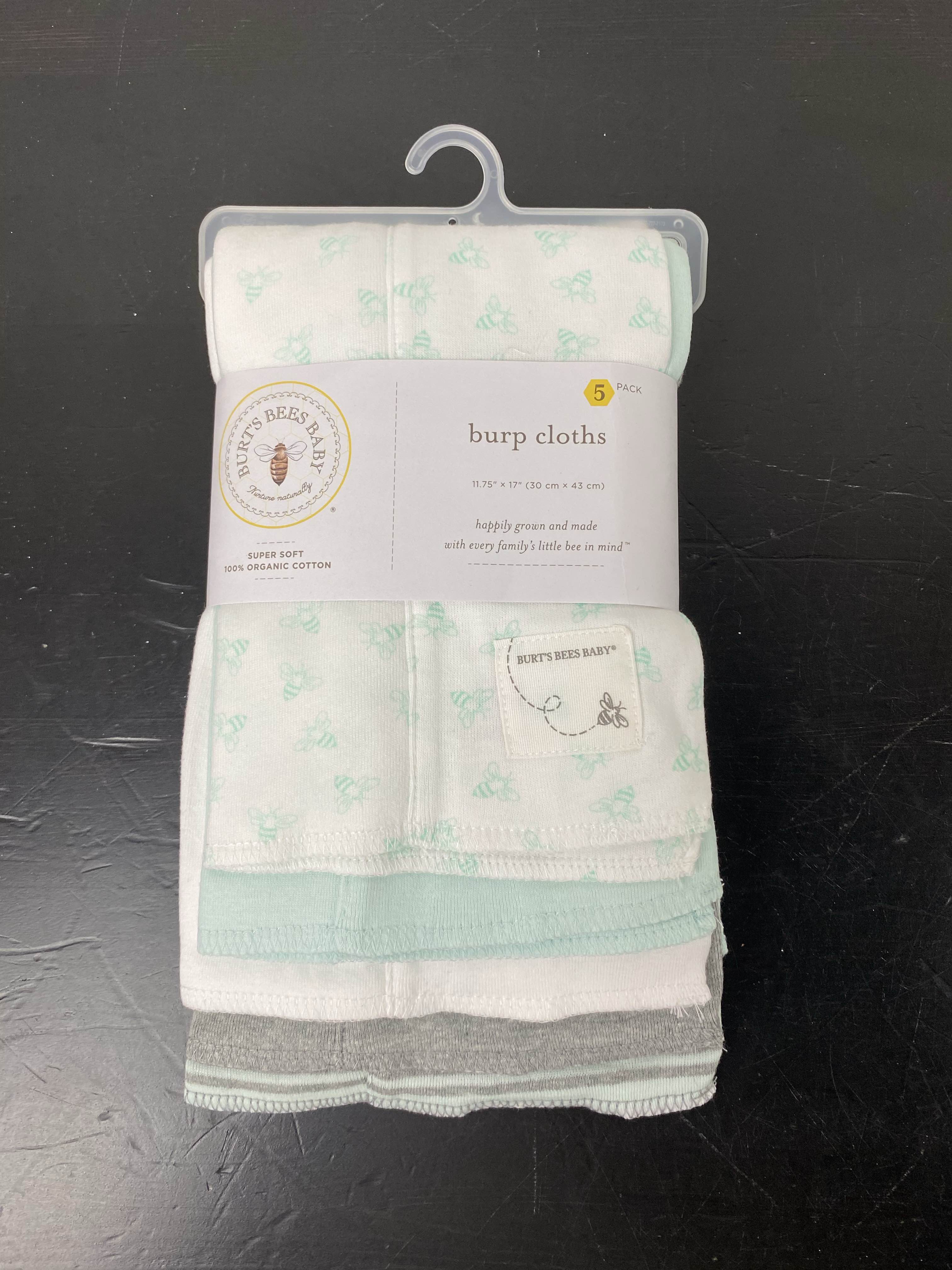 Burt's Bees Baby Organic Burp Cloth (5 Pack) - Heather Grey Pattern