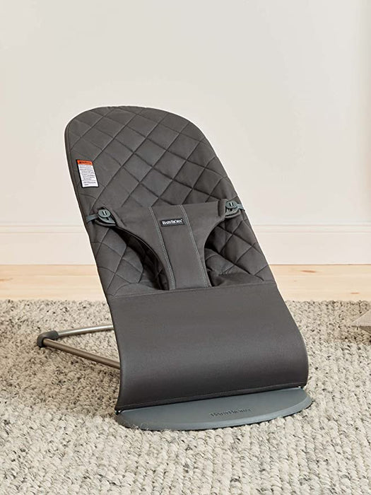 BabyBjorn Bouncer Bliss, Dark Gray Frame, Anthracite Cotton Classic Quilt