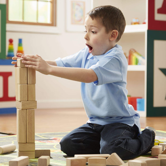 used Wooden Building Blocks, With Wagon