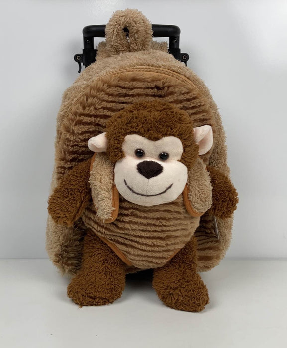 used Popatu Trolley Rolling Backpack With Removable Plush, Monkey