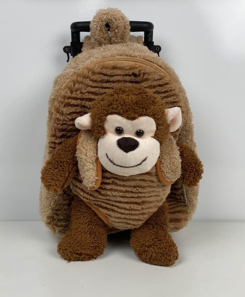 Popatu Trolley Rolling Backpack With Removable Plush Monkey