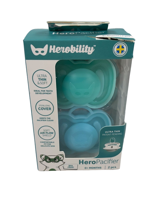 used Herobility Pacifier 2 Pack, Blue/Teal