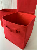 secondhand BUNDLE Storage Bins, 4 Red 11” cubes