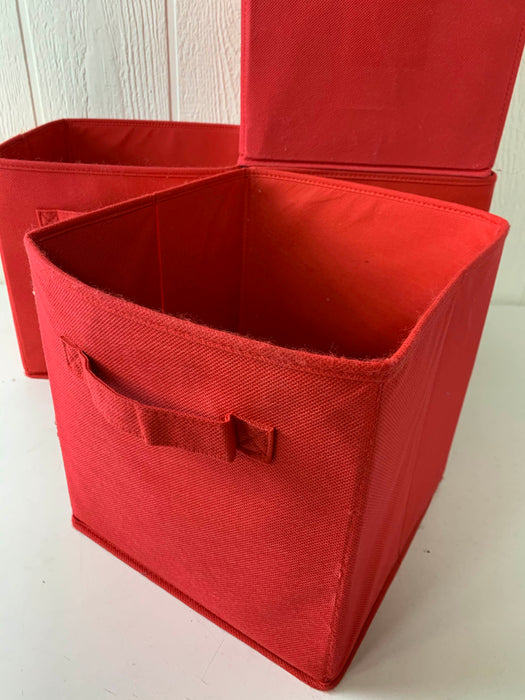 secondhand BUNDLE Storage Bins, 4 Red 11” cubes