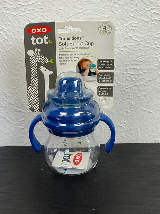 used OXO Tot Transitions Soft Spout Sippy Cup with Removable Handles, Navy