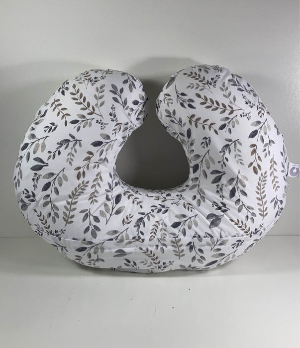 used Boppy Nursing and Infant Support Pillow, Grey Taupe Leaves