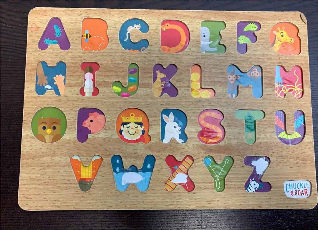 Chuckle And Roar ABC's & 123s Wood Puzzle Set