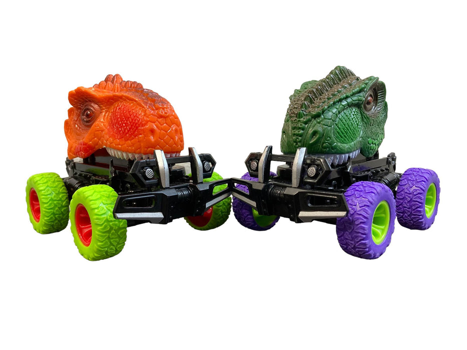 secondhand Two Pack Dinosaur Cars with Toy Blaster Launchers