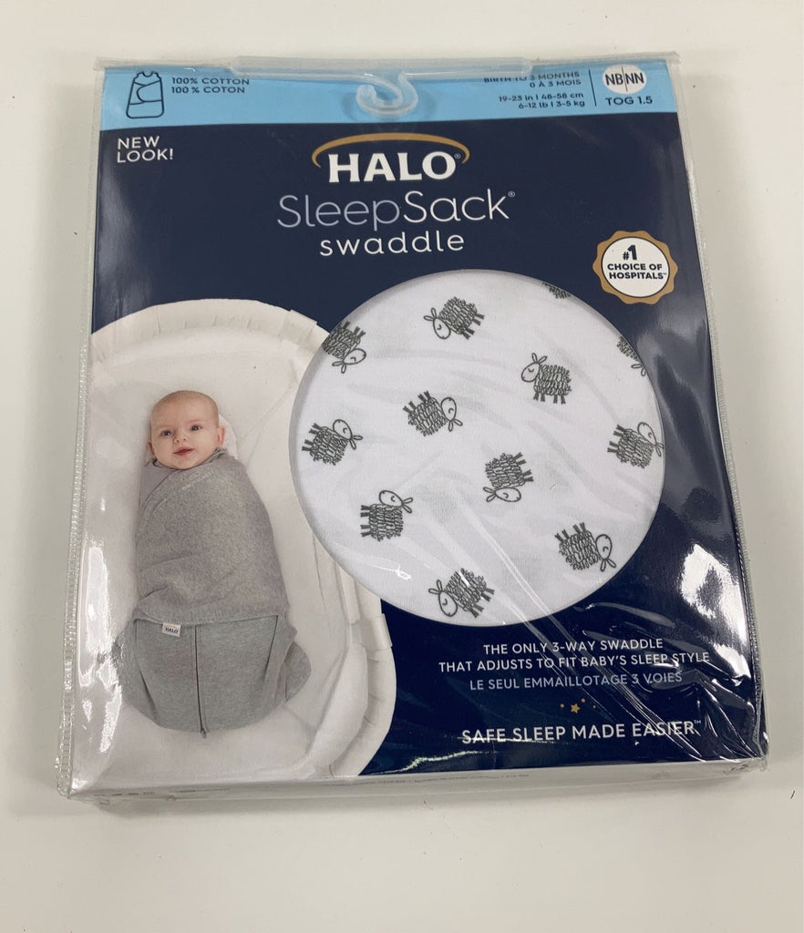 Halo SleepSack Swaddle, Newborn, White Lamb Scribble