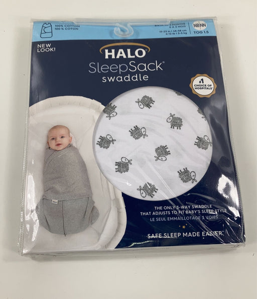 secondhand Halo SleepSack Swaddle, Newborn, White Lamb Scribble
