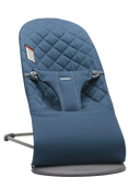 used BabyBjorn Bouncer Bliss, Midnight Blue Cotton Classic Quilt, Dark Gray Frame