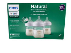 used Philips Avent Natural Glass Baby Bottles, 4oz, 3-Pack