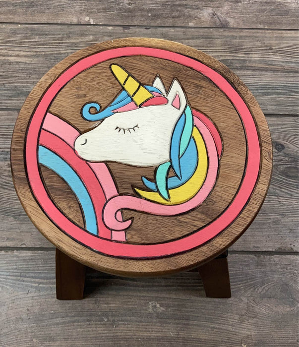 used Wooden Stool, --Unicorn 10” x 9.5”