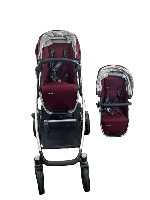 secondhand UPPAbaby VISTA Double Stroller, maroon