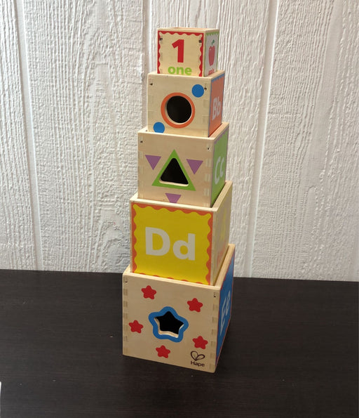 secondhand Hape Pyramid Of Play Wooden Nesting Blocks