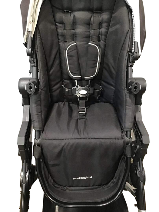 Mockingbird Double Stroller, 2021, Silver/Brown, Watercolor Drops And Windowpane , Black