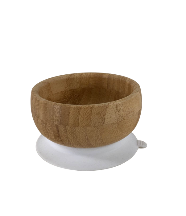 secondhand Avanchy Bamboo Suction Baby Plate and Spoon, White