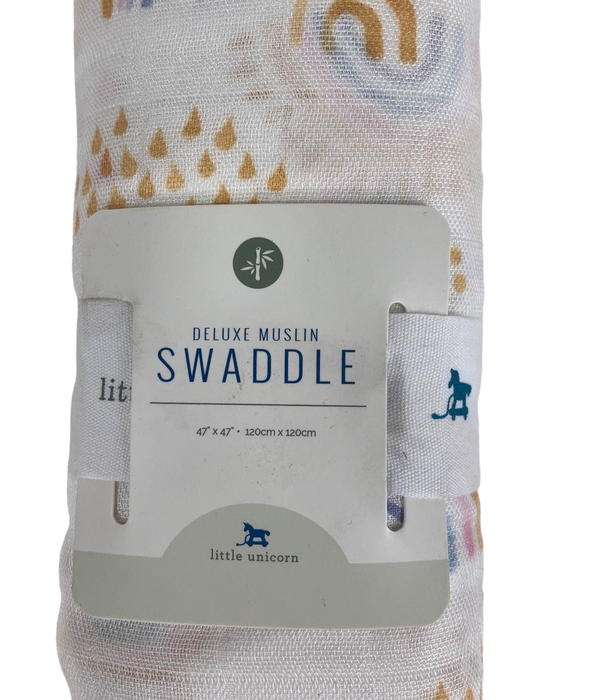 secondhand Little Unicorn Deluxe Muslin Swaddle, Rainbow Raindrops