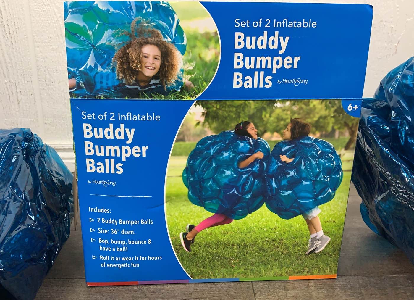 Hearthsong Set of Two 36 Blue Inflatable Buddy Bumper Wearable Balls 