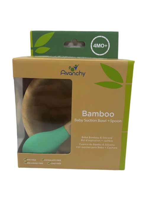 used Avanchy Bamboo Bowl and Spoon Set, Green