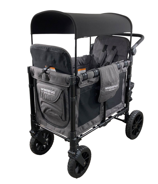 used Wonderfold W2 Luxe Multifunctional Double Stroller Wagon, 2021, Charcoal Gray