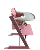 secondhand Stokke Tripp Trapp High Chair with Baby Set and Tray, White, Pink