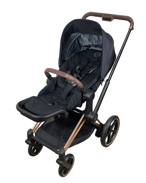 secondhand Cybex E-PRIAM Electric Stroller, 2023, Rose Gold, Premium Black