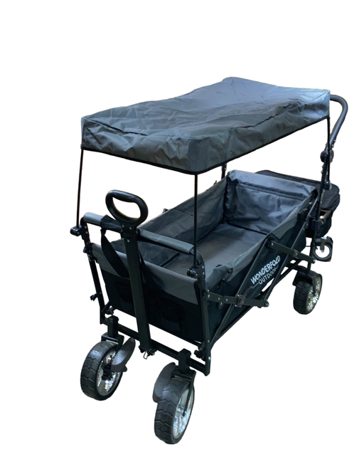 used Wonderfold S4 Push & Pull Premium Utility Folding Wagon with Canopy, Black, S Series