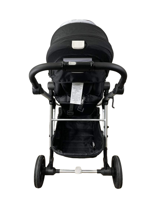 secondhand Mockingbird Single to Double Stroller, 2022, Silver with Black Leather, Watercolor Drops, Black