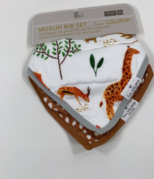 used LouLou Lollipop Muslin Bandana Bibs, 2 Pack, Safari Jungle