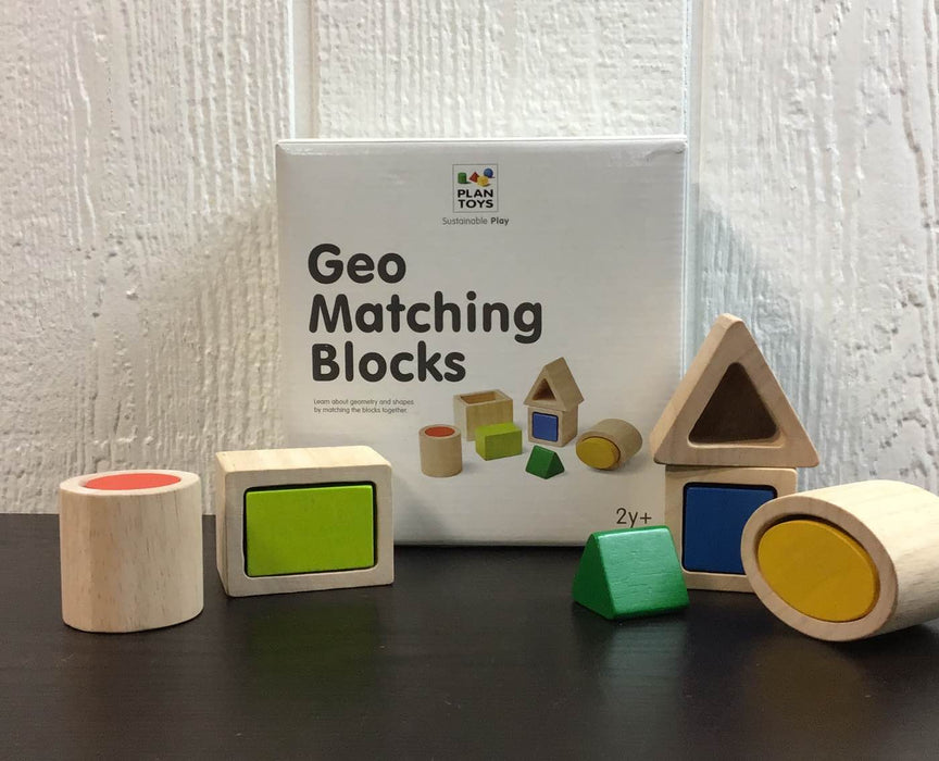 used Plan Toys Geo Matching Blocks