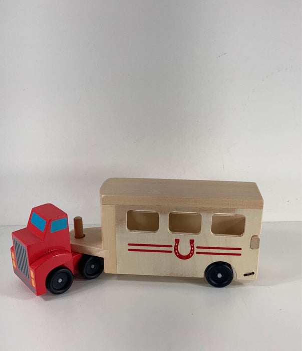 secondhand Melissa & Doug Horse Carrier Wooden Vehicles Play Set