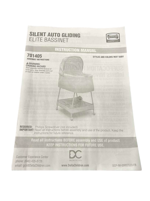 used Delta Children Silent Auto Gliding Elite Bassinet