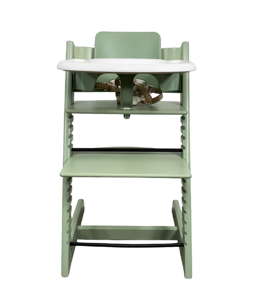 used Stokke Tripp Trapp High Chair with Baby Set and Tray, Soft Mint, White