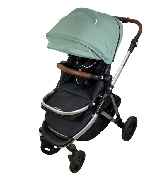 secondhand Mockingbird Single Stroller, 2023, Sage, Watercolor Drops, Silver With Penny Leather