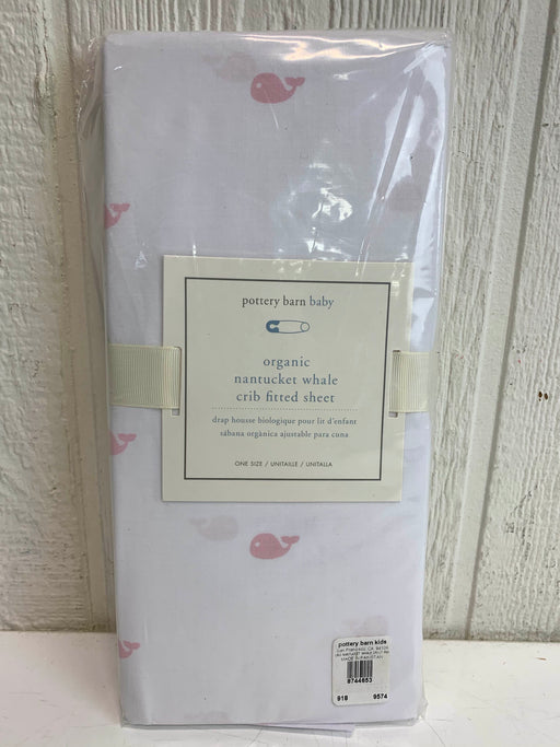 used Pottery Barn Kids Fitted Crib Sheet, Nantucket Whale Pink