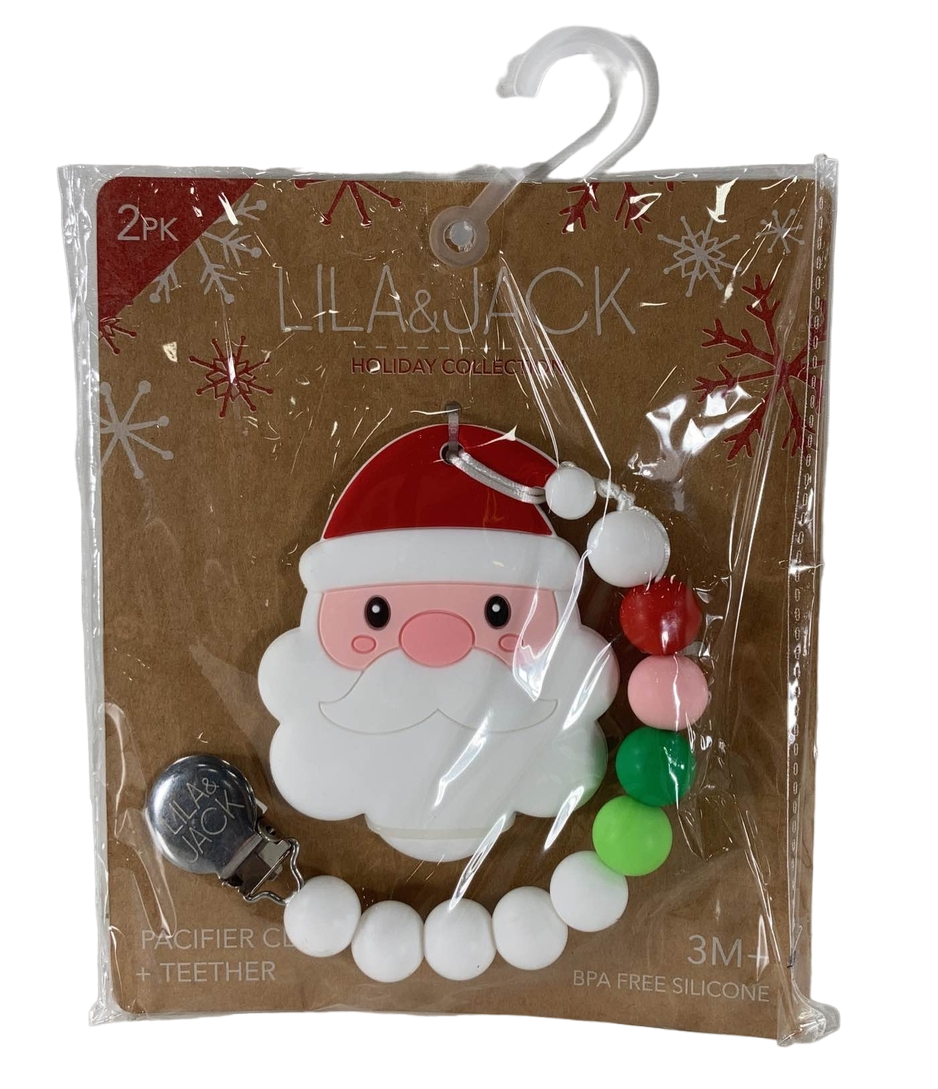 Lila & Jack Silicon Pacifier Clip, Christmas Santa — GoodBuy Gear