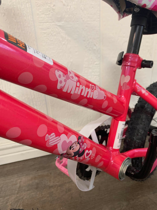 secondhand Huffy Minnie Mouse 12” Bike With Training Wheels