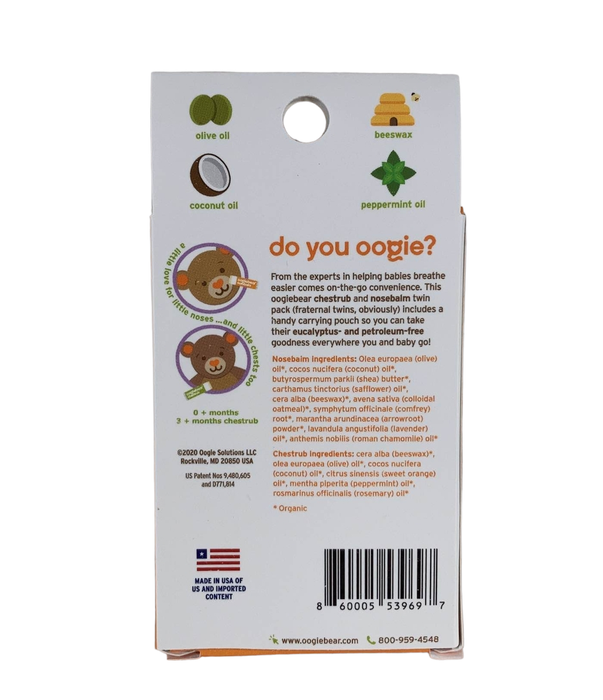 secondhand Oogiebear Organic Mini Nose Balm And Chest Rub