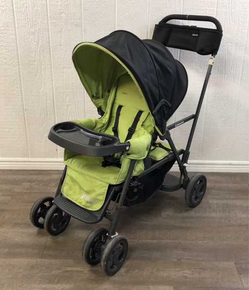 used Joovy Caboose Sit And Stand Tandem Double Stroller, 2016, Apple Tree, With Parent Organizer