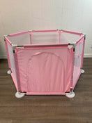 used Outerdo Baby Playpen 6 Sides with Round Zipper Door, Pink