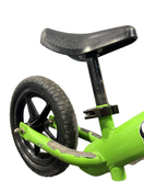 secondhand Strider Balance Bike 12” Classic, Green, With Strider Snow Ski Set