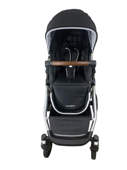 secondhand Mockingbird Single to Double Stroller, 2022, Silver with Penny Leather, Watercolor Drops, Black