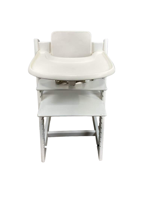 used Stokke Tripp Trapp High Chair with Baby Set and Tray, White, White