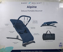 secondhand Baby Delight Go With Me Alpine Deluxe Portable Bouncer, - Quilted Indigo