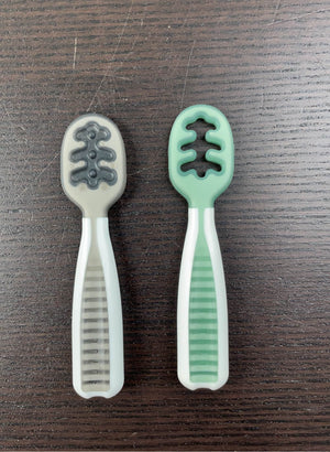 NumNum Pre-Spoon GOOtensil Silicone Spoon (2 Pack) - Gray & Green