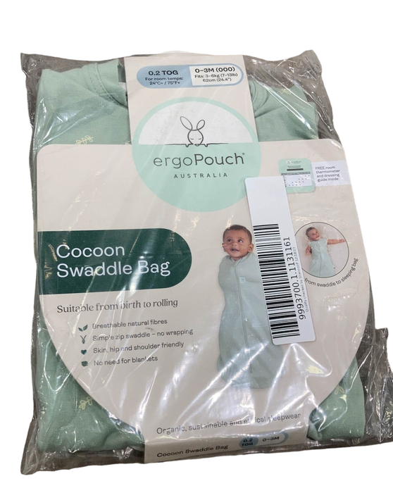 used ErgoPouch Cocoon Swaddle Bag, 0.2 TOG, 0-3M, Sage