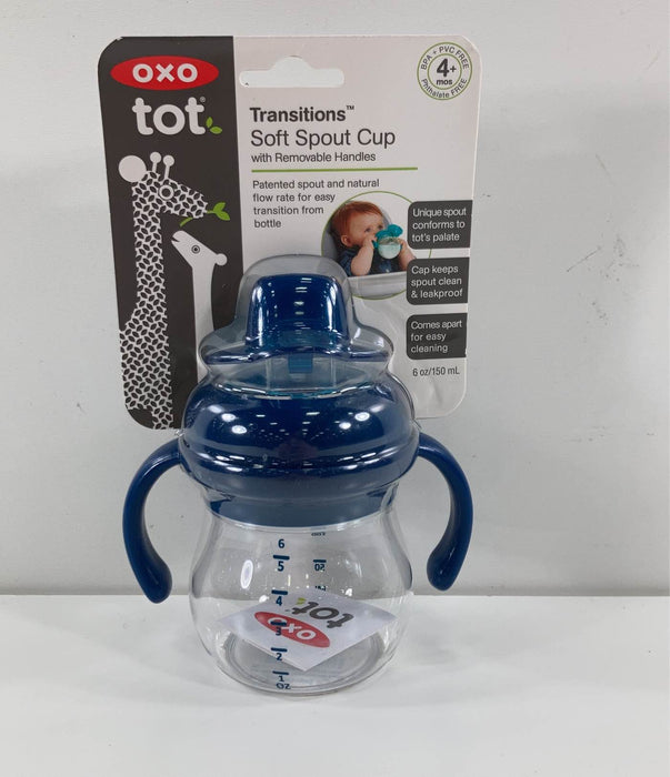 Shop OXO Tot Transitions Soft Spout Sippy Cup with Removable Handles, Navy at GoodBuy Gear